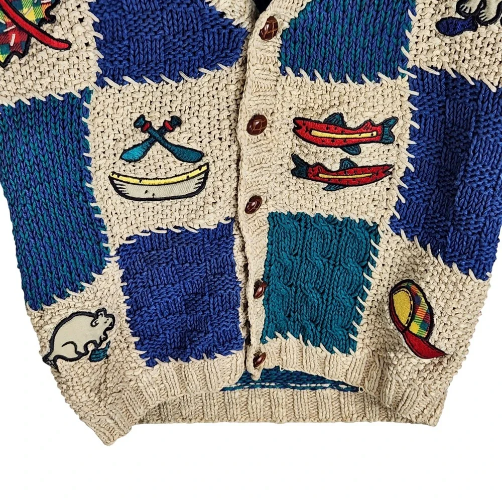 Vintage Gymboree Chunky Knit Cardigan Sweater Boy XL Into The Woods 1997 Grandpa